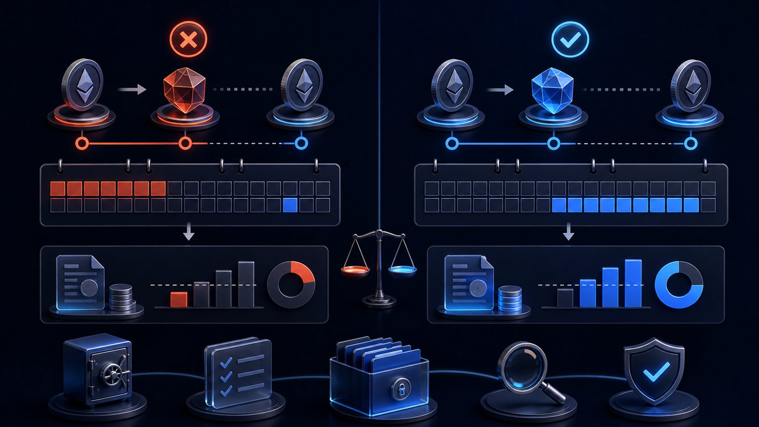 Modern editorial illustration for the crypto tax article “US crypto day-trading taxes in 2026: rules, forms and records”