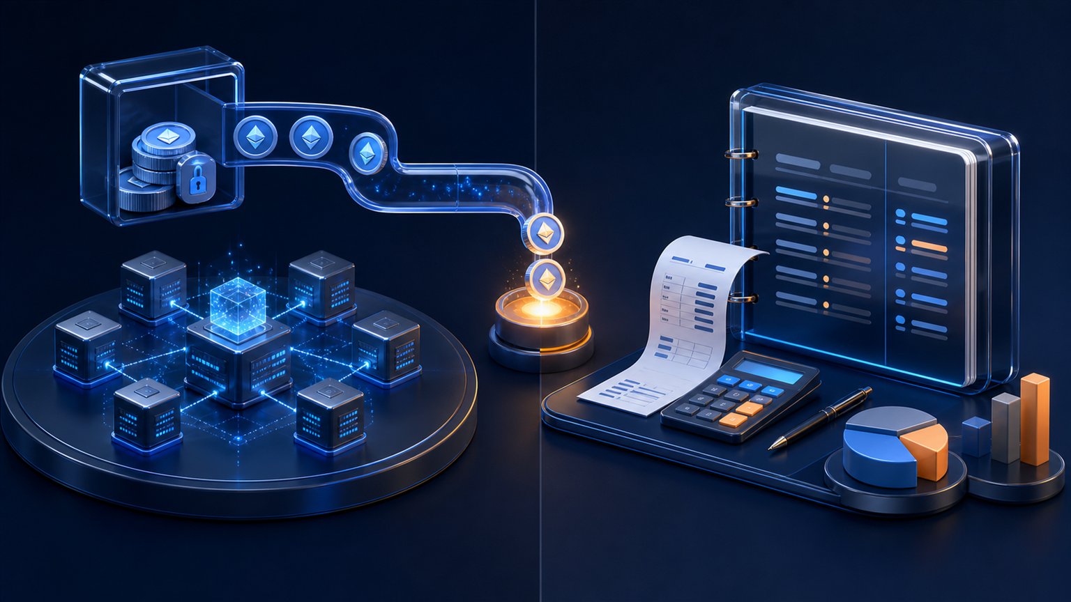 Modern editorial illustration for the crypto tax article “US crypto mining taxes in 2026: income, basis, expenses and reporting”