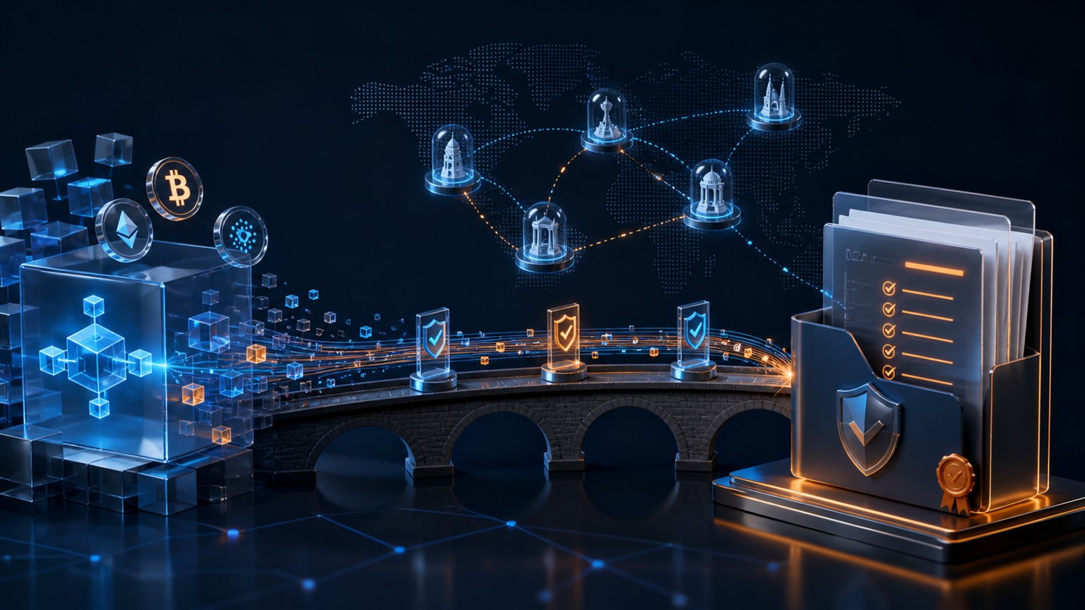 Modern editorial illustration for the crypto tax article “Crypto Tax Belgium 2025/2026: Private, Diverse or Professional?”