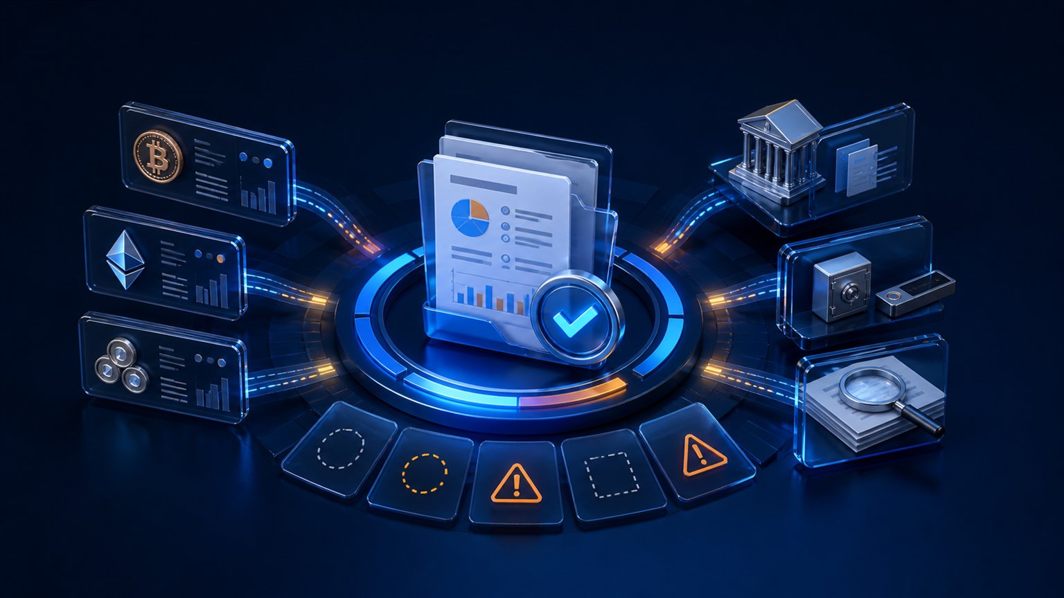 Modern editorial illustration for the crypto tax article “US Crypto Tax Extension 2026: Filing, Payment and Records”