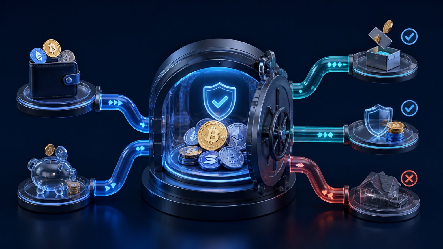 Modern editorial illustration for the crypto tax article “When Crypto Gains Qualify for the 0% Federal Rate in 2026”