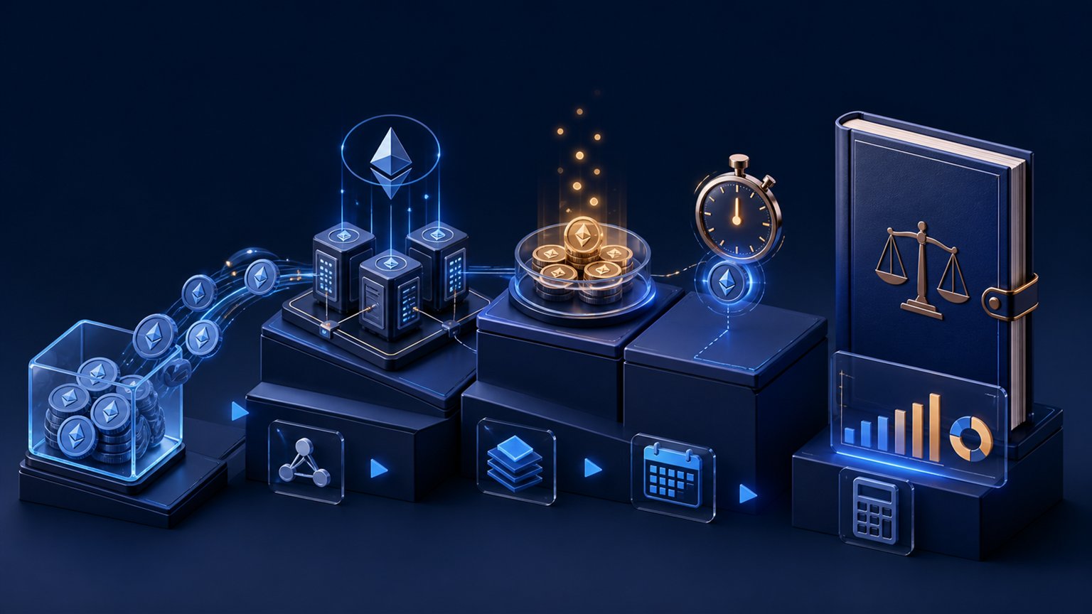 Modern editorial illustration for the crypto tax article “Krypto-Steuern in Schweden 2025/2026: K4, Durchschnittsmethode und Sonderfälle”