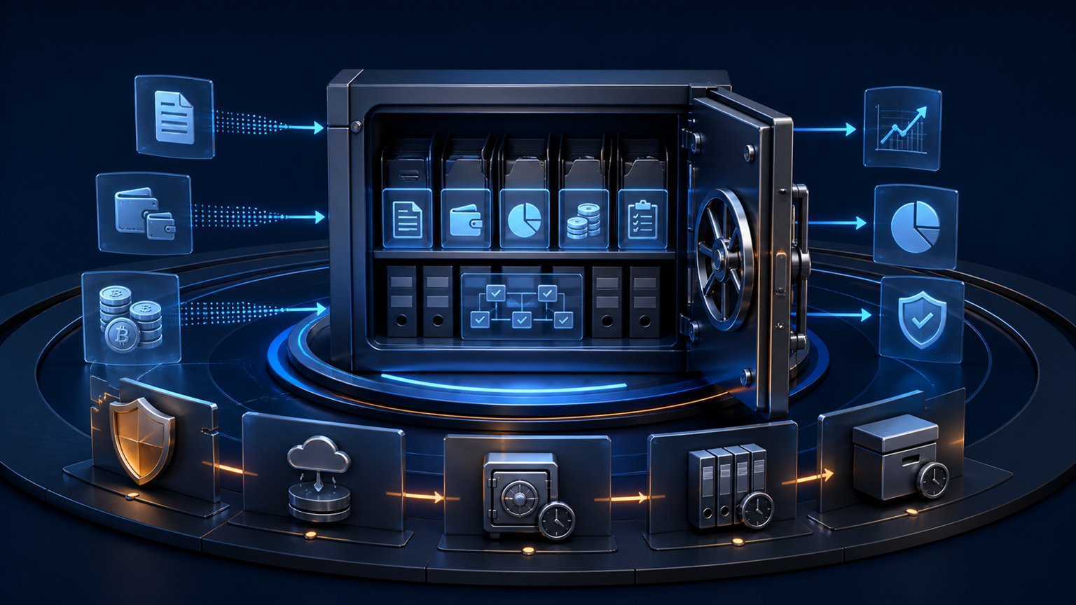 Modern editorial illustration for the crypto tax article “Crypto Taxes in Germany: The 2026 English Guide”