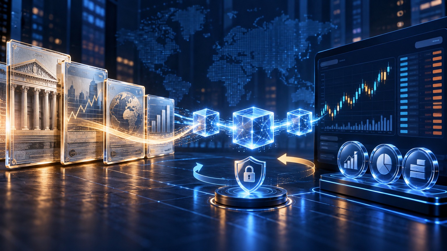 Moderne redaktionelle Illustration zum Artikel „Tokenisierte Aktien und ETFs auf Krypto-Börsen: Was sind xStocks, bStocks und Stock Tokens wirklich?“ über Krypto-Steuern